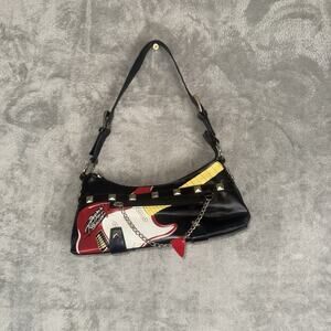 Y2K Rockin Rollercoaster Mini Shoulder Purse Vinyl Handbag Rock Edgy Studded